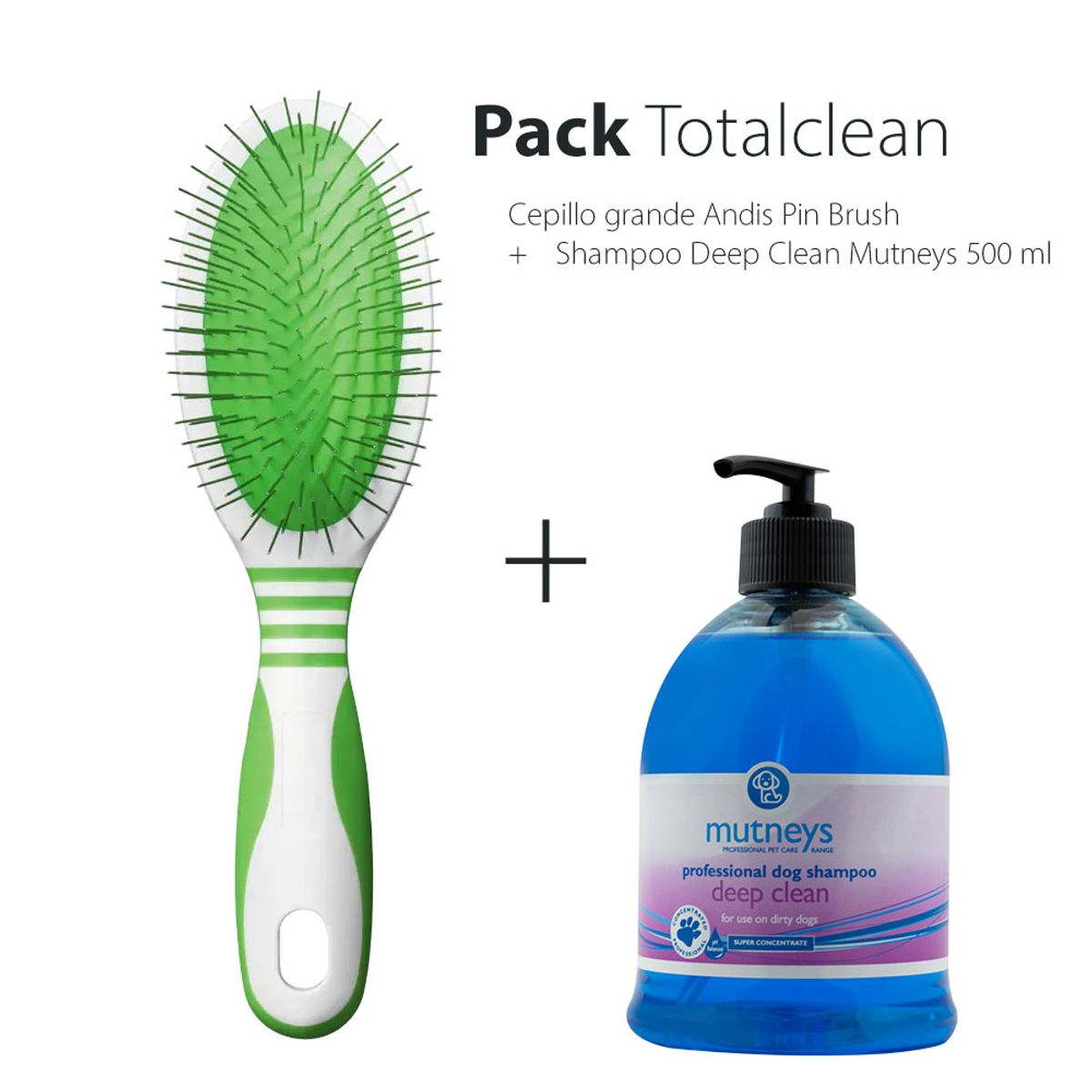 ANDIS - Pack Totalclean Cepillo Andis + Shampoo Mutneys