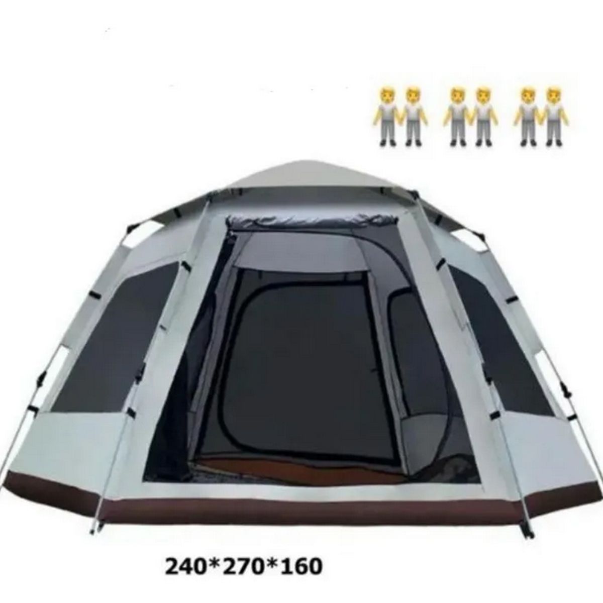 GENERICO - Carpa Automática Hexagonal Para 8 Personas 240x270x160