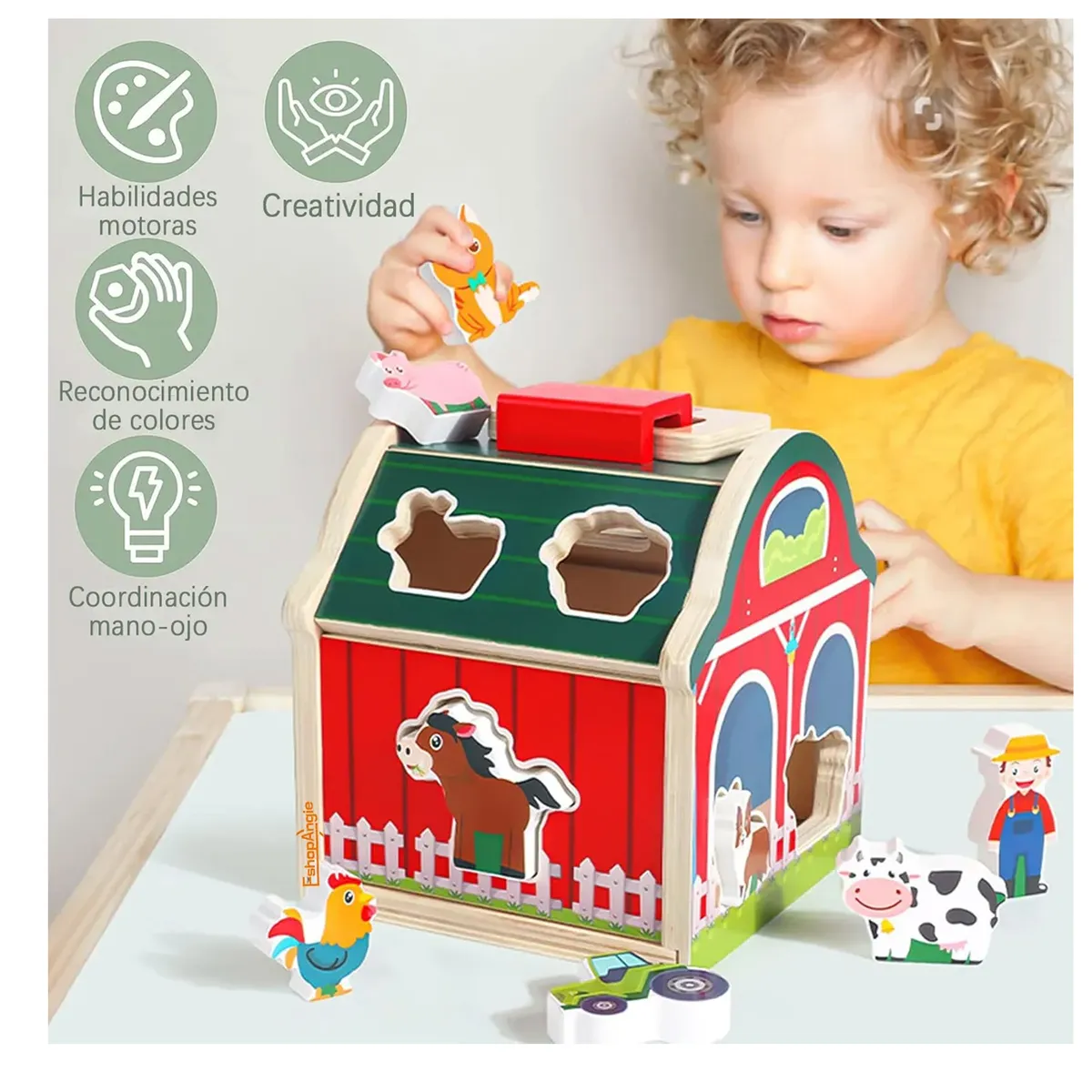 OFERTABKN - Juguete Didáctico Granja Encaje De Animales De Madera Niños