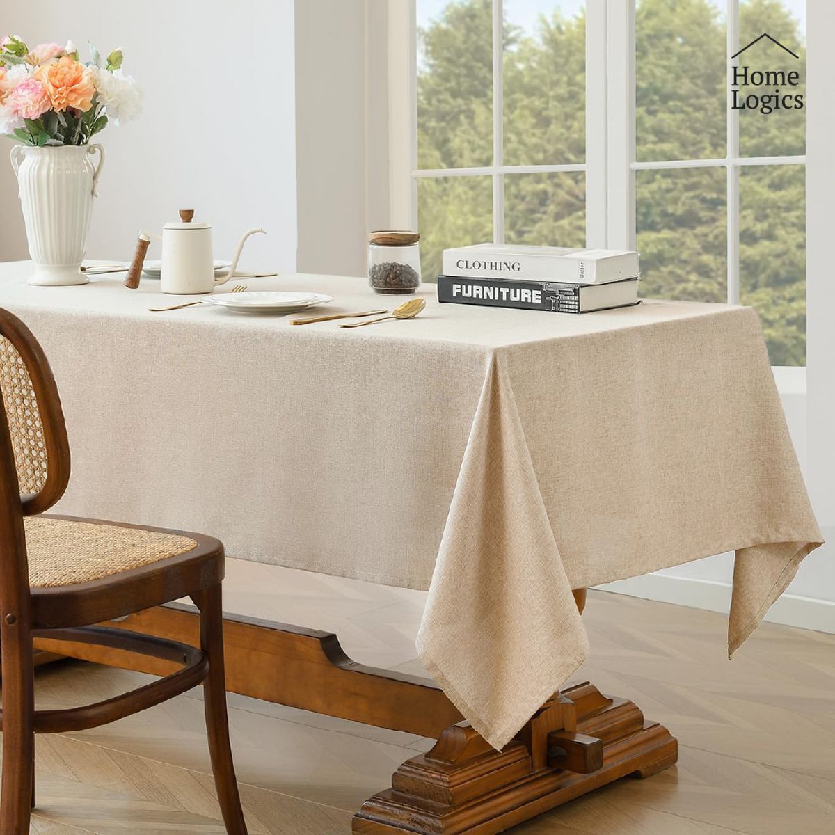 HOME LOGICS - Mantel Impermeable Beige Rectangular 140X210 Cm Home Logics