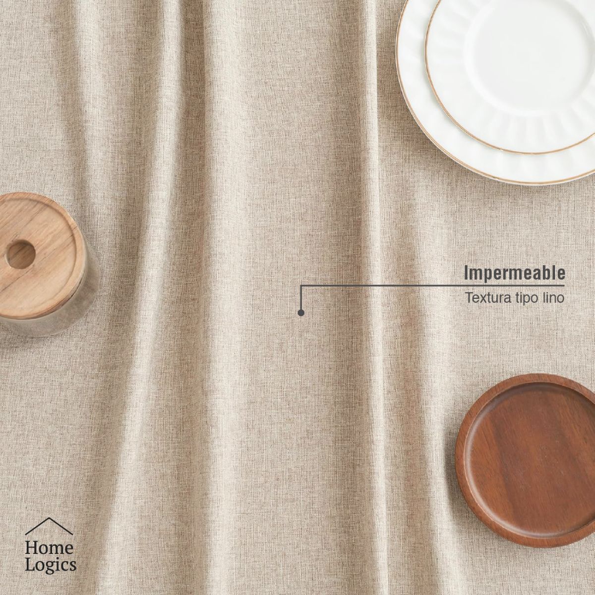 HOME LOGICS - Mantel Impermeable Beige Rectangular 140X210 Cm Home Logics