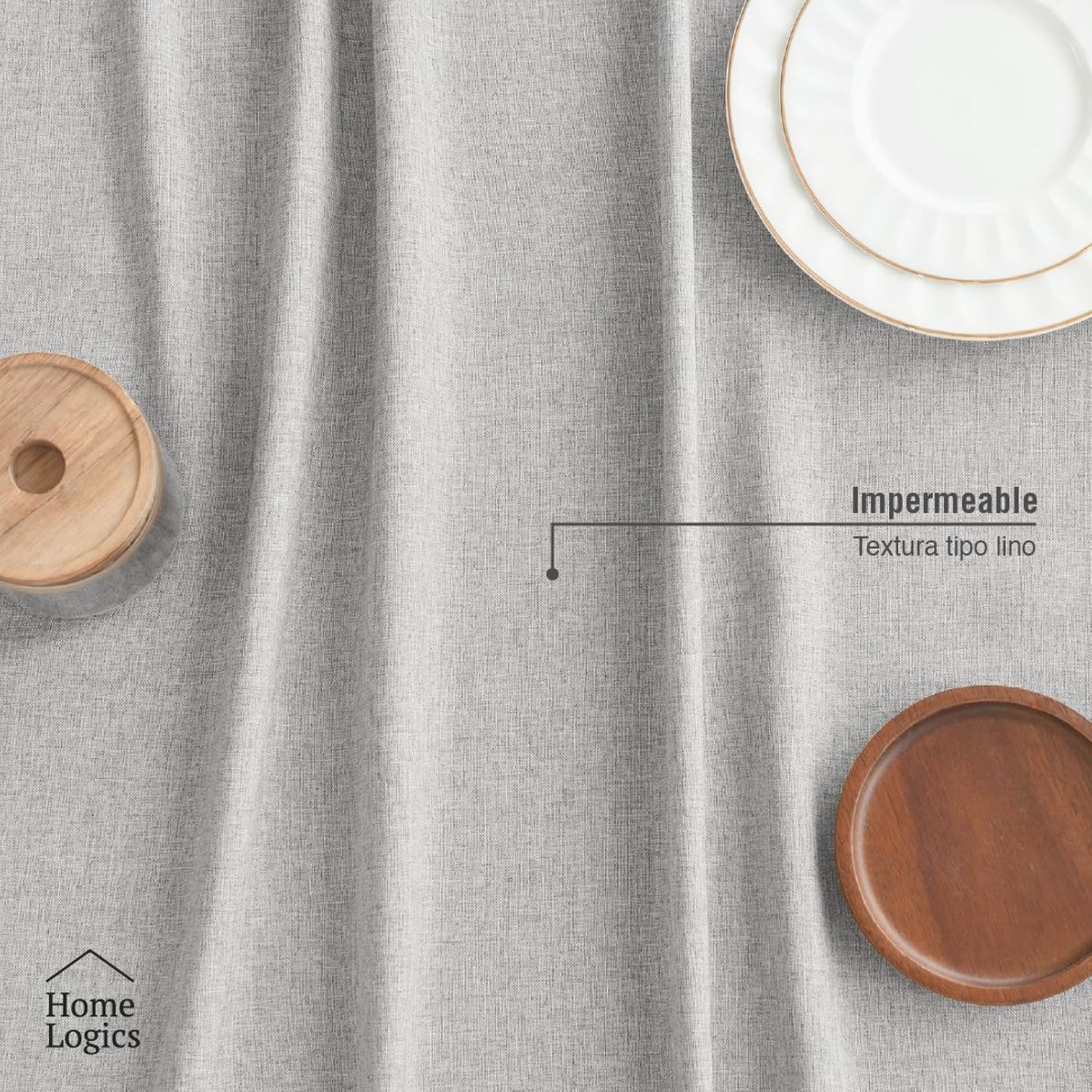 HOME LOGICS - Mantel Impermeable Gris Rectangular 140X210 Cm Home Logics