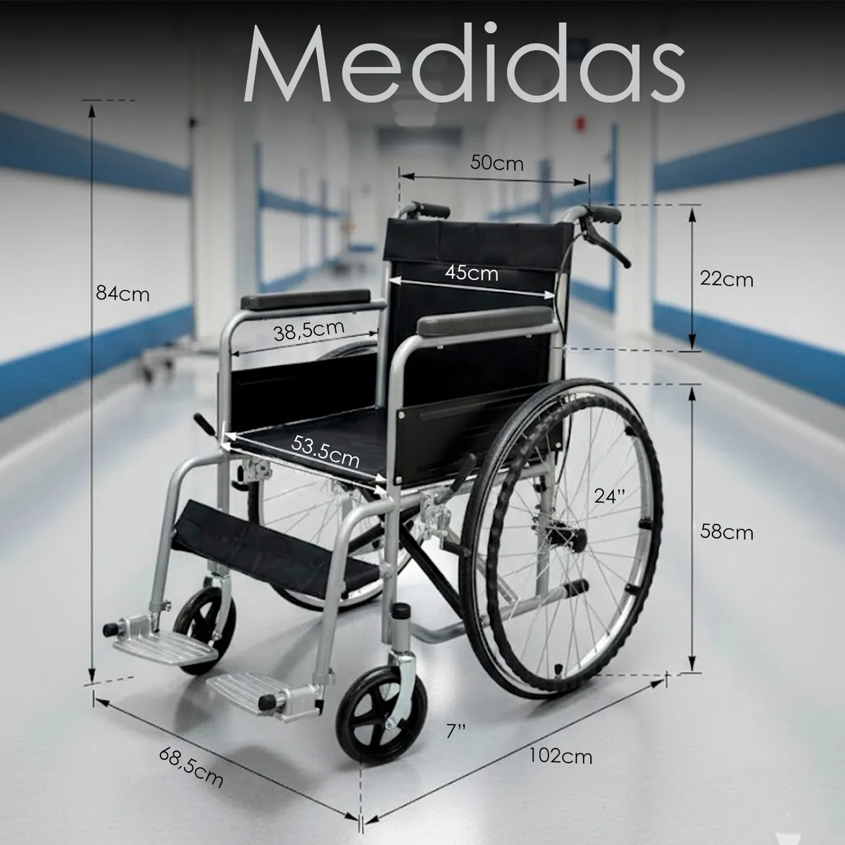HOMEBRANDT - Silla De Ruedas Geriatrica Medica Con Freno Plegable 45cm