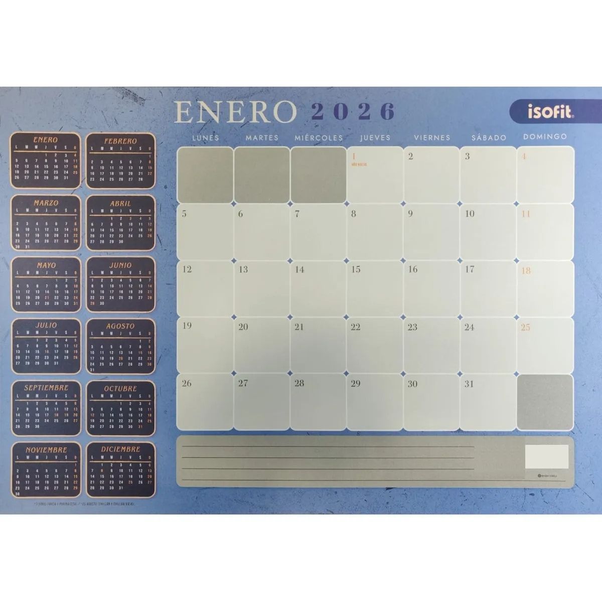 ISOFIT - Calendario Escritorio 2026 - Masculino - Isofit