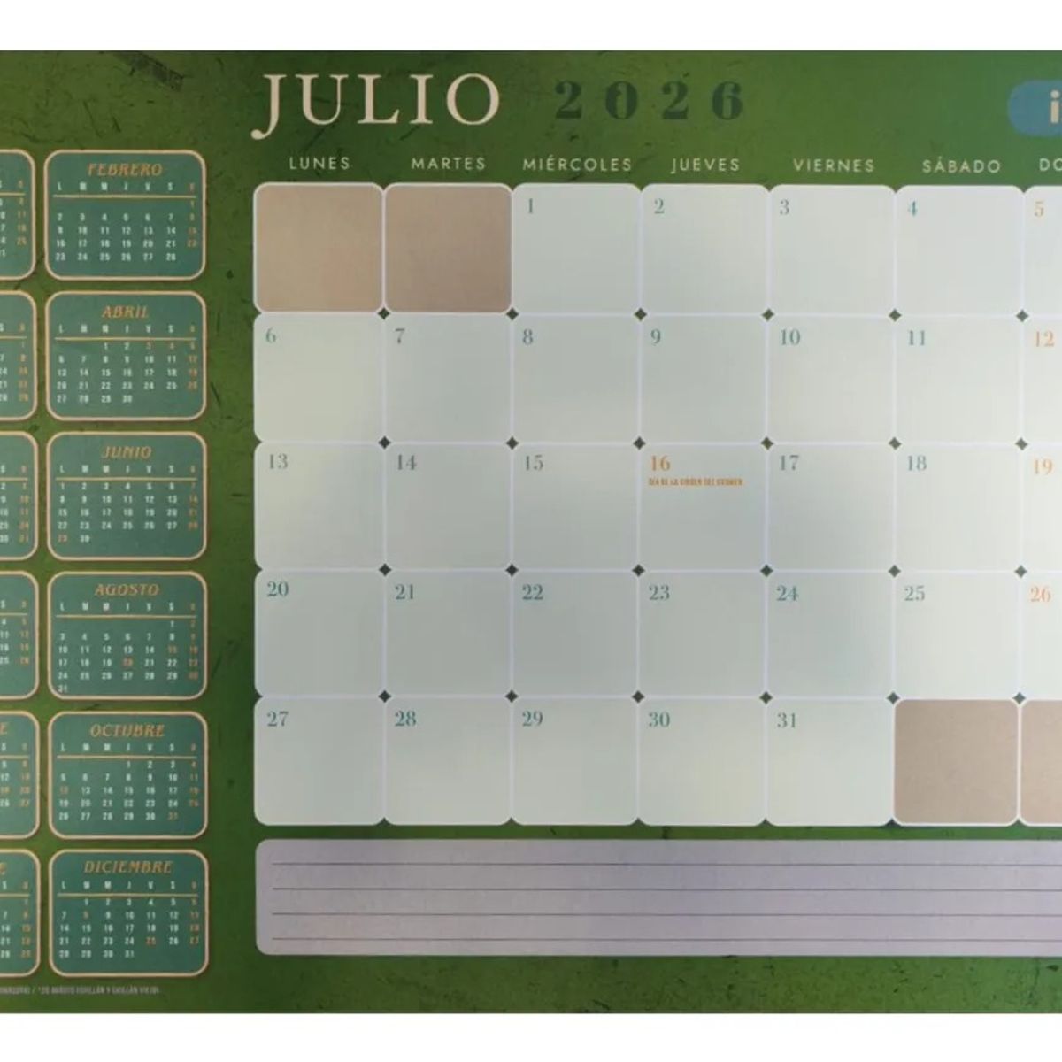 ISOFIT - Calendario Escritorio 2026 - Masculino - Isofit