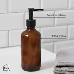 HOME LOGICS - Dispensador Jabón Vidrio Ambar Baño 450 Ml