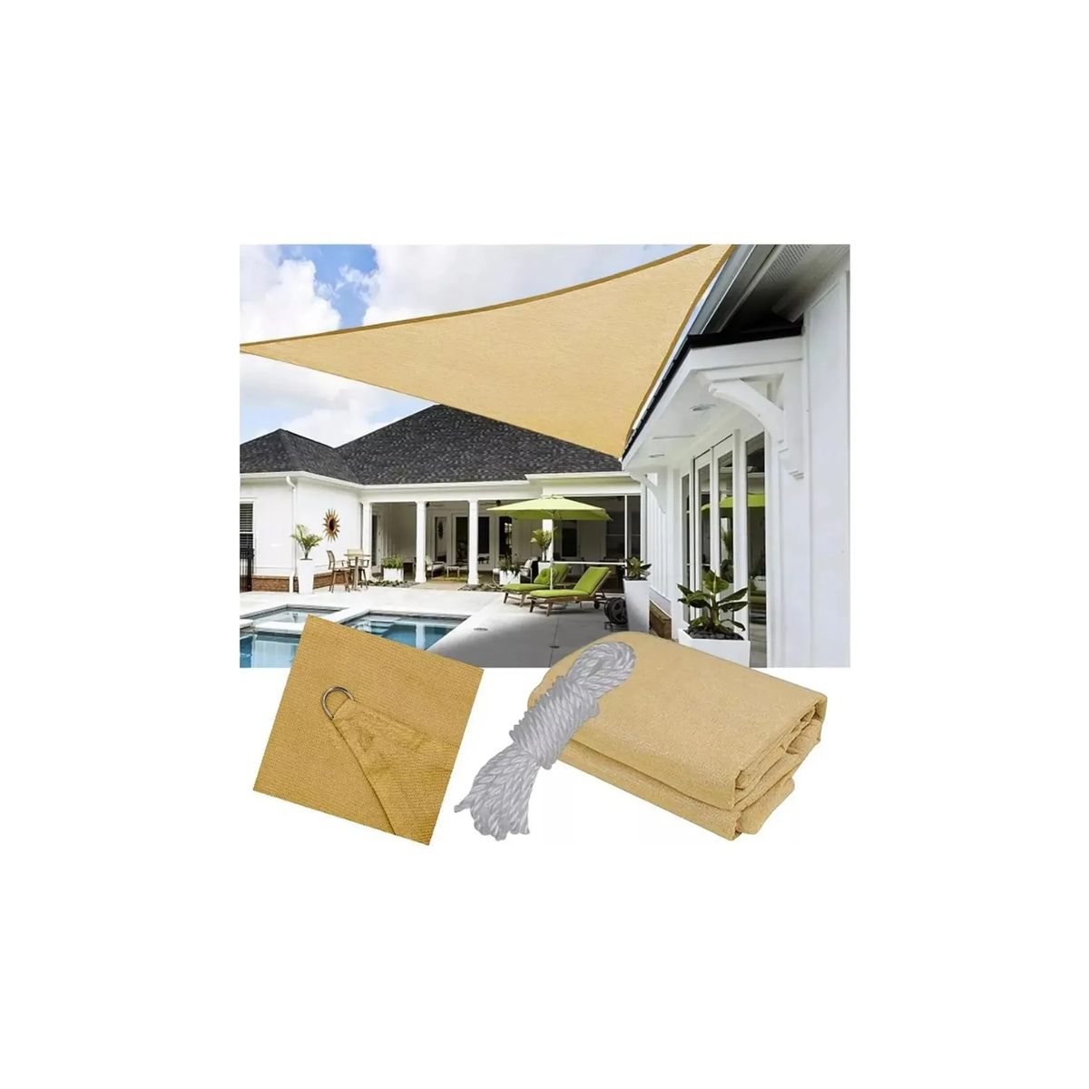 GENERICO - Toldo 3x3x3 Lona Toldos Impermeables Toldo Tipo Vela Beige