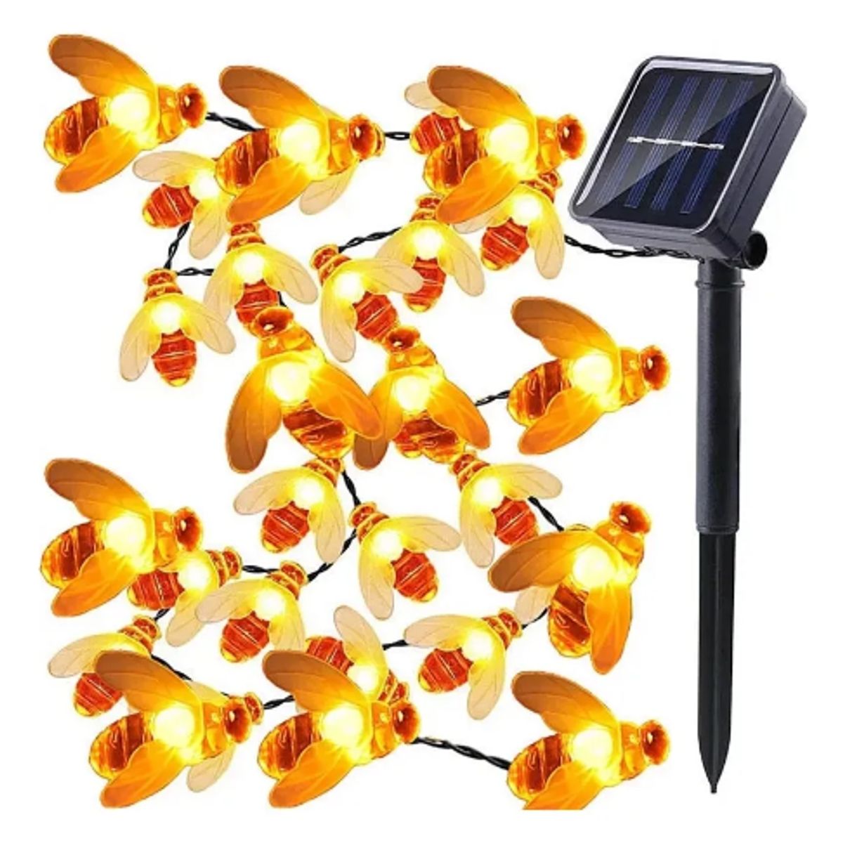 GENERICO - Luces Solares Abejas Luz Led Cálida 6.5 Metros 30 Led