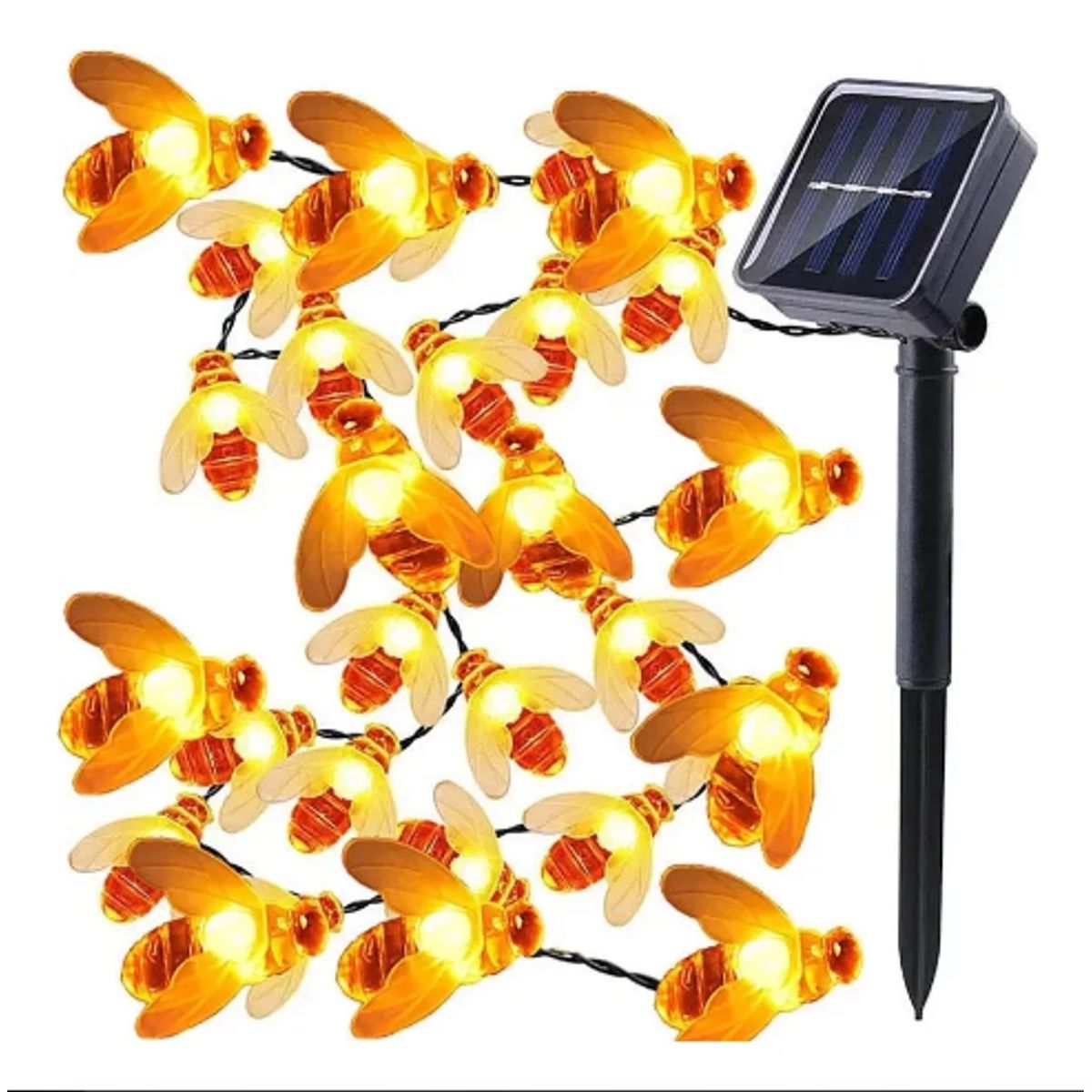 GENERICO - Luces Solares Abejas Luz Led Cálida 6.5 Metros 30 Led