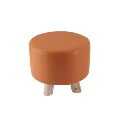 SOHOGAR - Mini puff redondo tela naranjo