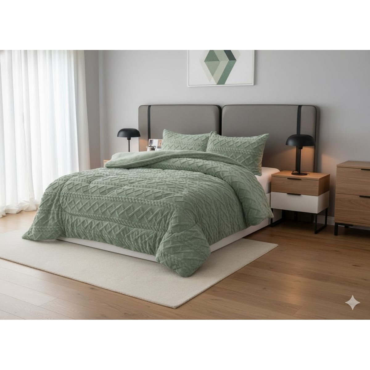 GENERICO - COBERTOR KING CON CHIPORRO DE INVIERNO JACQUARD TRENZADO QUITA FRIO DN