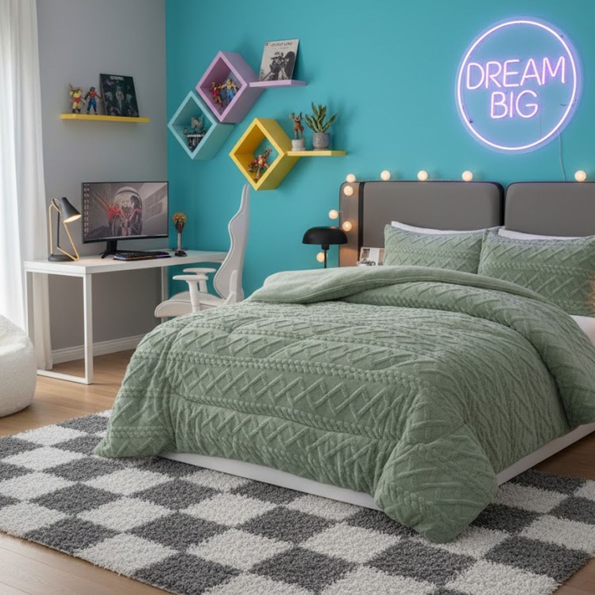 GENERICO - COBERTOR KING CON CHIPORRO DE INVIERNO JACQUARD TRENZADO QUITA FRIO DN