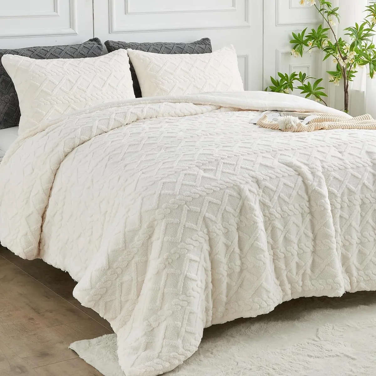 GENERICO - COBERTOR KING CON CHIPORRO DE INVIERNO JACQUARD TRENZADO QUITA FRIO DN