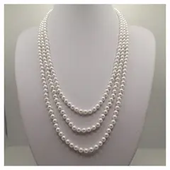 CAT JOYAS - Collar de perlas shell 4 mm con broche de plata fina 925 .
