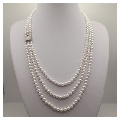 Imagen 2 del producto Collar de perlas shell 4 mm con broche de plata fina 925 .