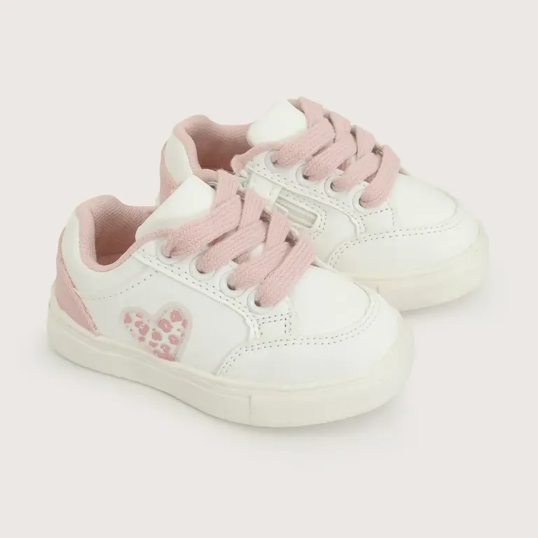 Zapatilla Niña Blanco Con Rosado