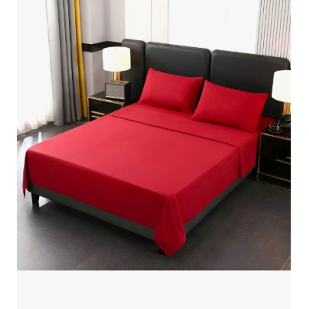 GENERICO - Juego de sábanas Hogar 200H 2P rojo 200cmx150cmx27cm 4 piezas