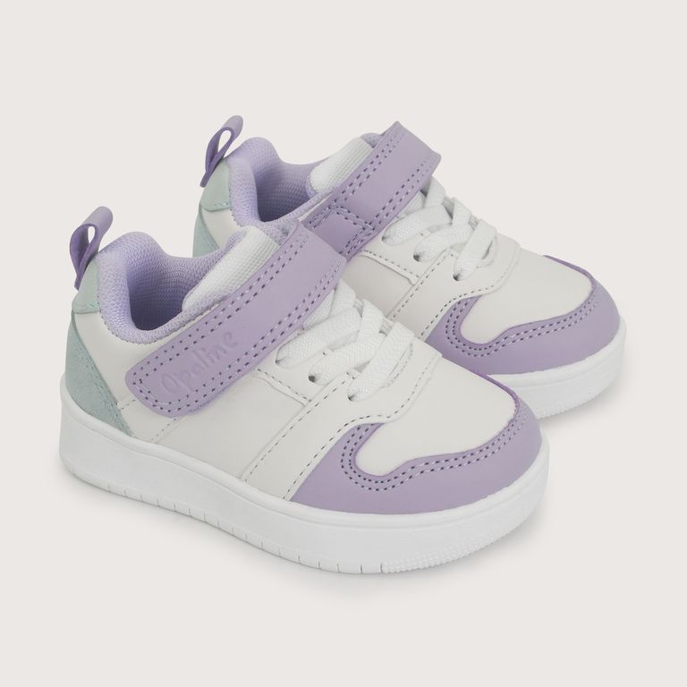 Zapatilla Niña Blanca Con Lila
