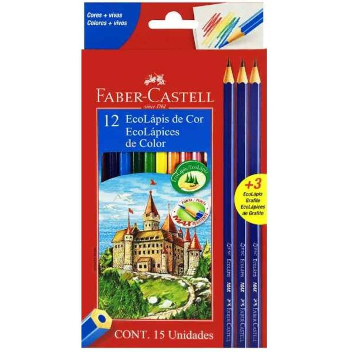 FABER-CASTELL - Pack 12 EcoLápiz de Colores + 3 Grafito Faber Castell