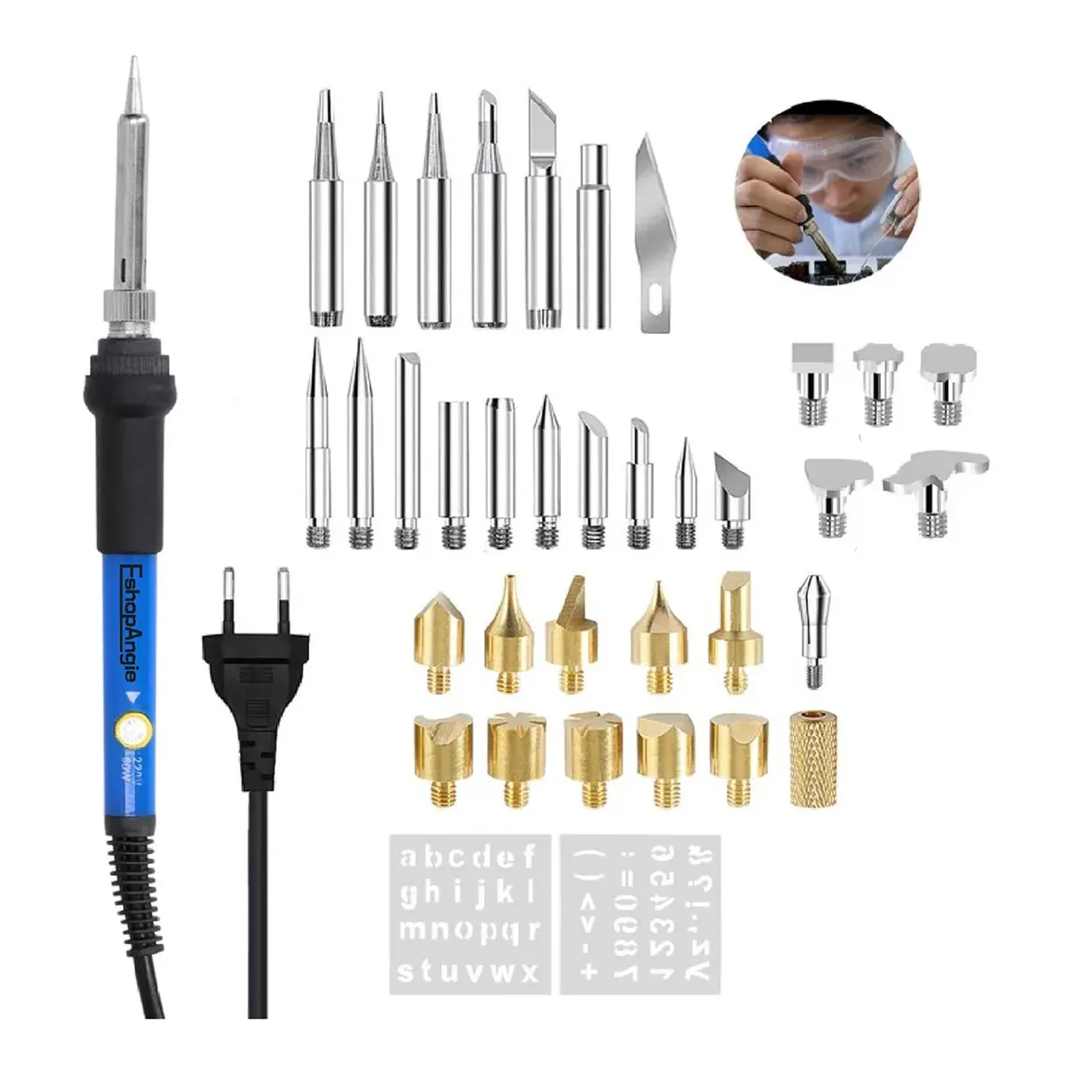 OFERTABKN - Pirograbador Cautin Para Madera Con Punta Lapiz 60w 35pcs