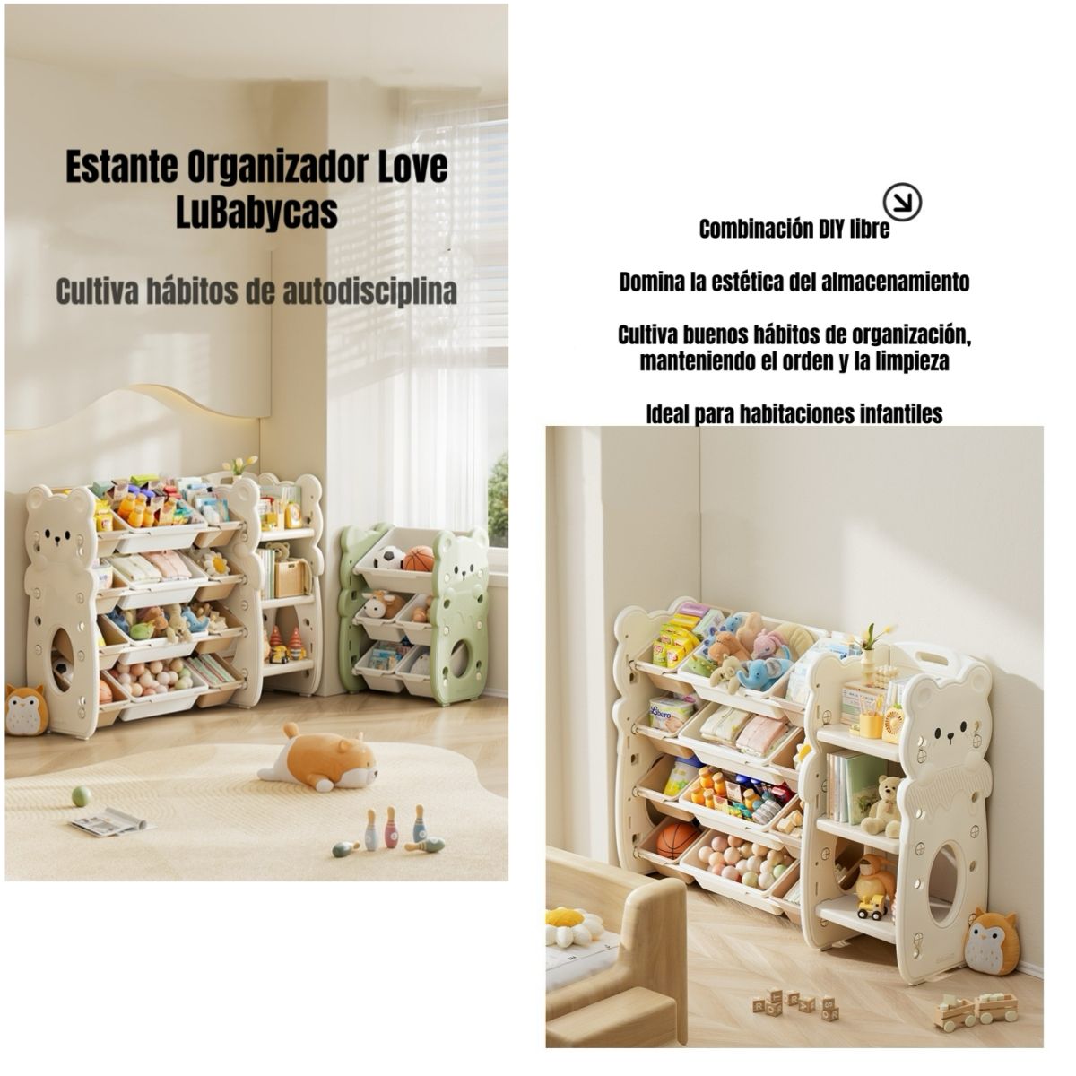 LUBABYCAS - Estante Infantil Organizador De Juguetes Love LuBabycas
