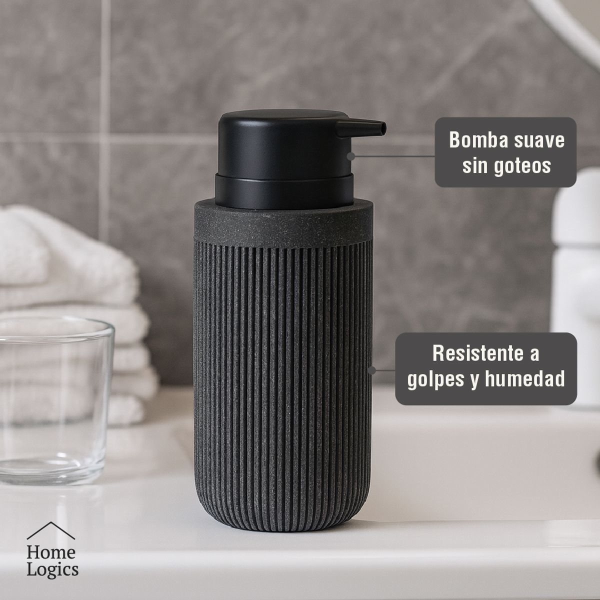 HOME LOGICS - Dispensador Jabón Eden Baño Cocina 350 Ml Home Logics Kiosclub