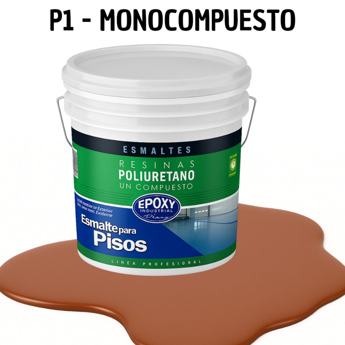 PINTURA ALTO TRAFICO - ESMALTE PISOS CANCHASPU 1K BASE AGUA - TINETA 10L ROJO LADRILLO, marca EPOXY - Foto Principal