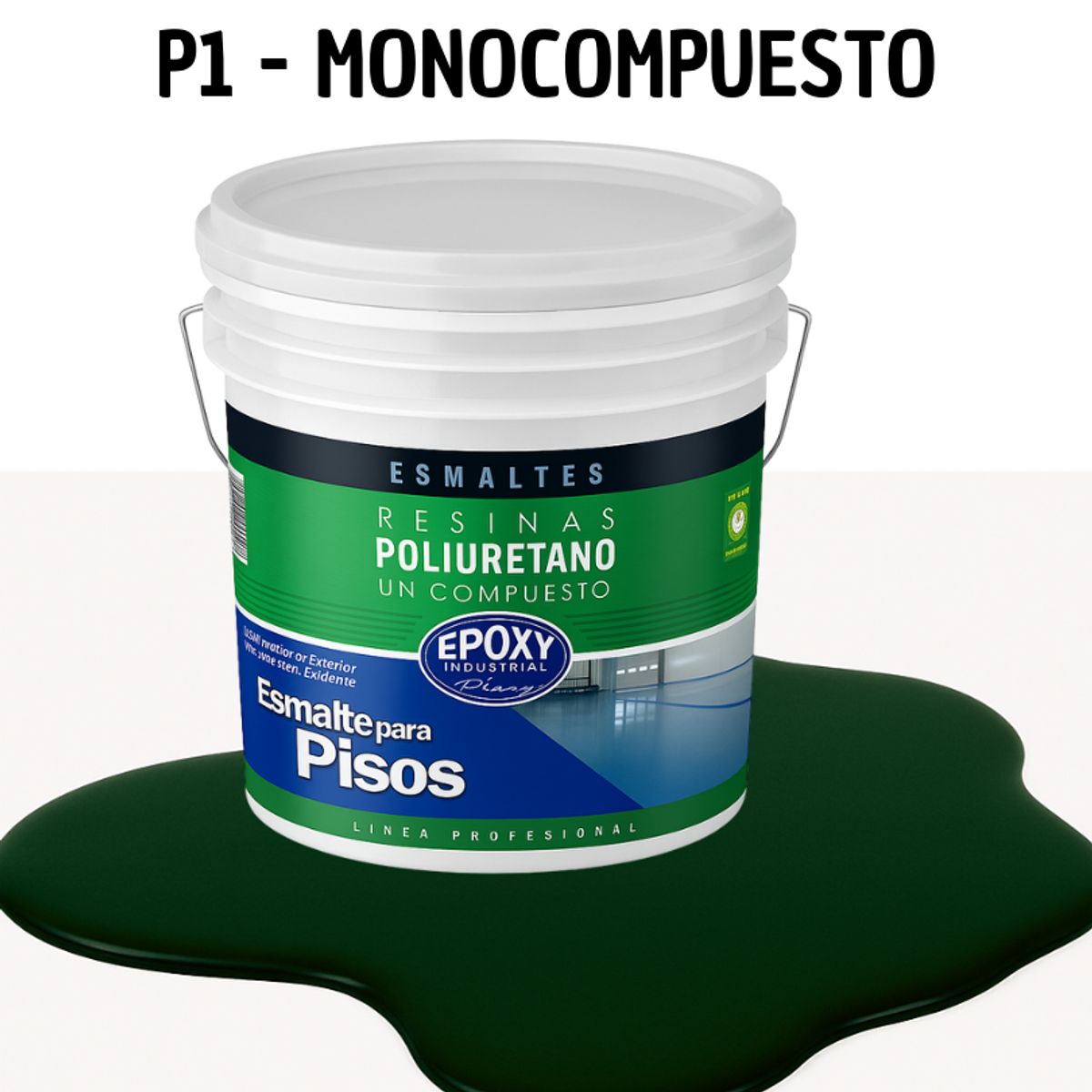 EPOXY - PINTURA ALTO TRAFICO - ESMALTE PISOS CANCHASPU 1K BASE AGUA - TINETA 10L VERDE OSCURO