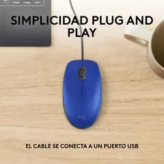 LOGITECH - Mouse Alambrico Usb M110 Blue Silencioso Color Azul