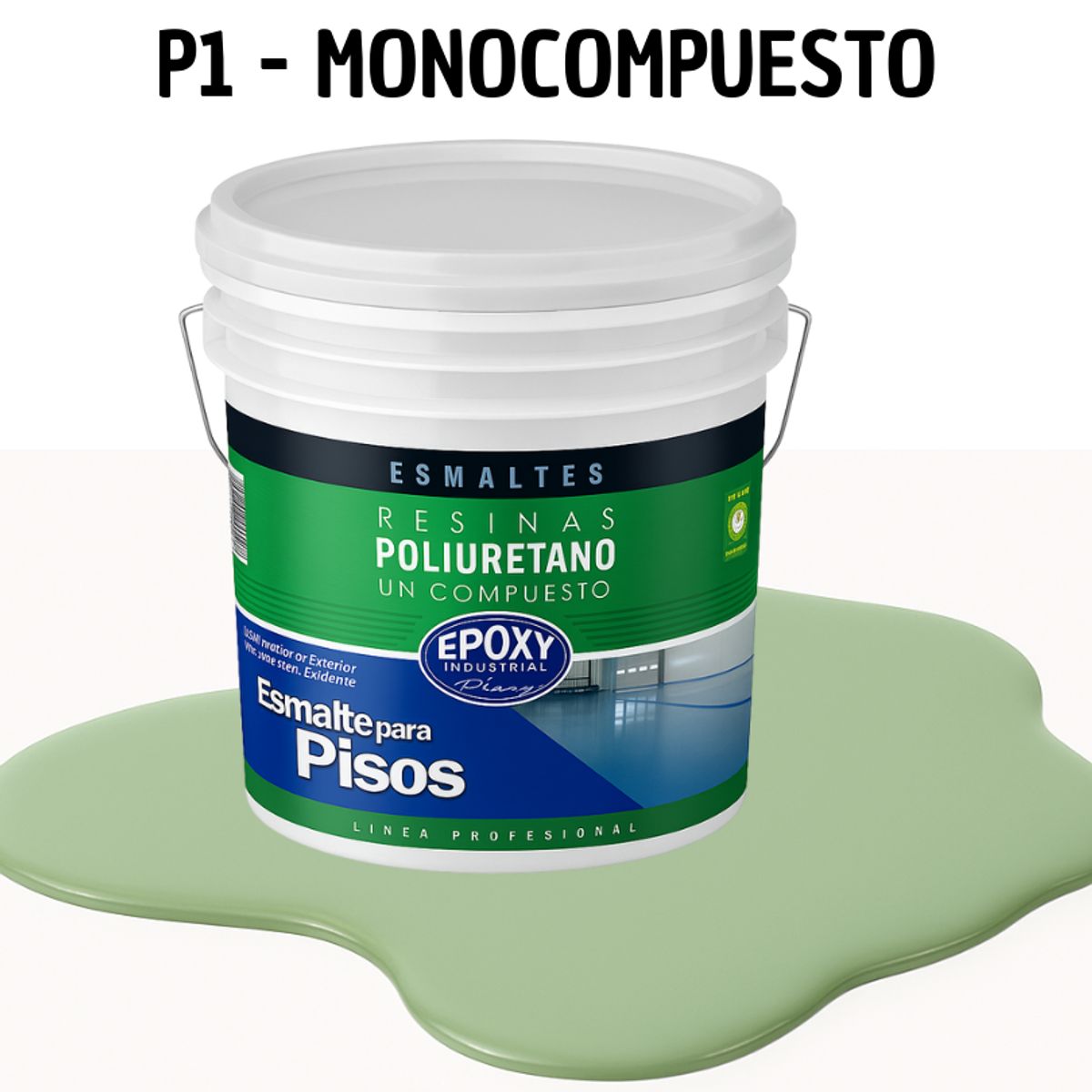 EPOXY - PINTURA ALTO TRAFICO - ESMALTE PISOS CANCHASPU 1K BASE AGUA - TINETA 10L VERDE SALVIA