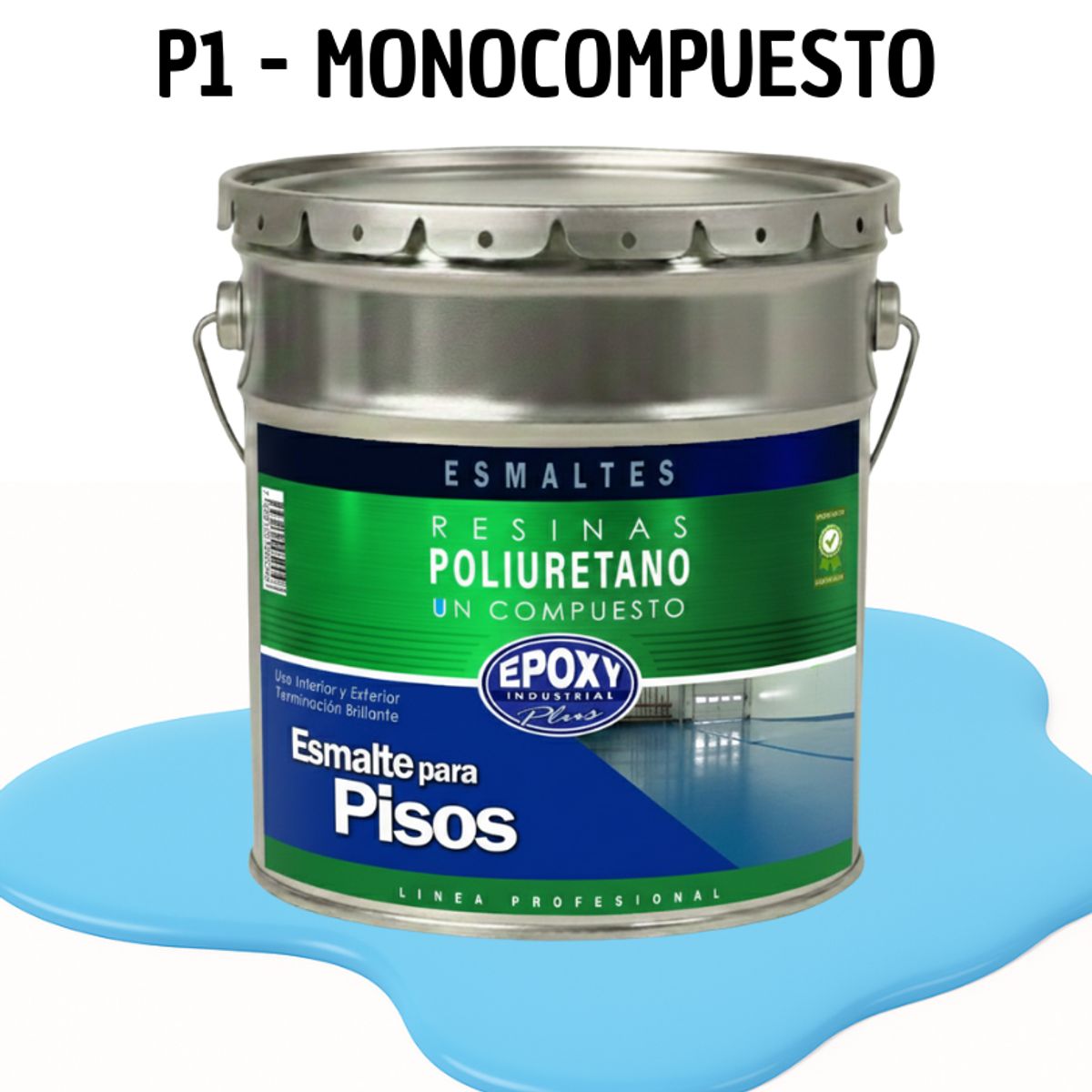 EPOXY - PINTURA ALTO TRAFICO - ESMALTE PISOS CANCHASPU 1K BASE AGUA - TINETA 4G AZUL CIELO