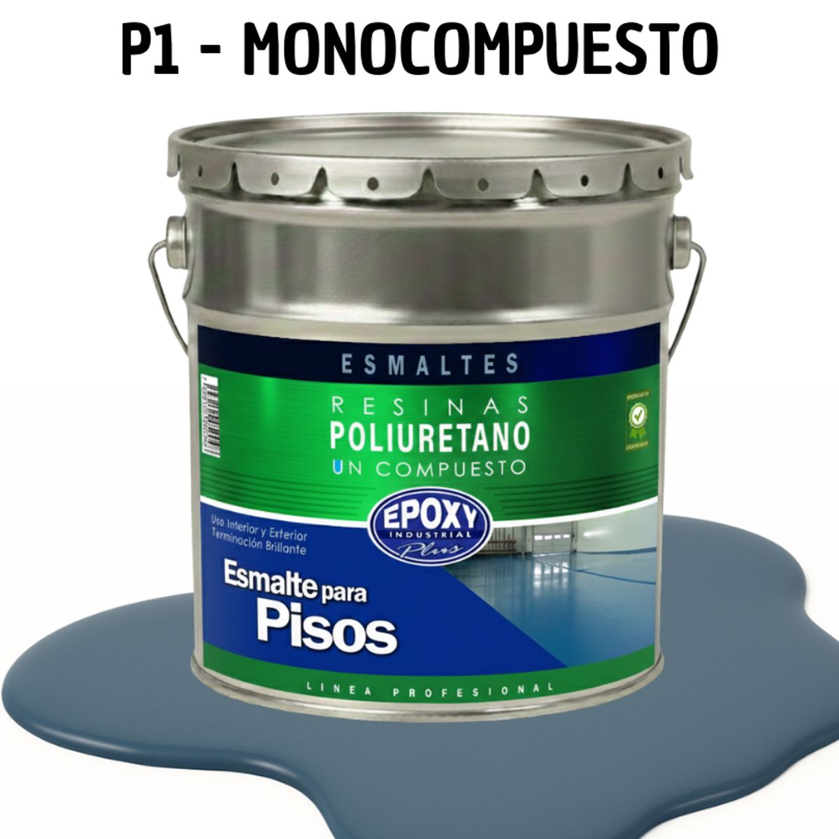 EPOXY - PINTURA ALTO TRAFICO - ESMALTE PISOS CANCHASPU 1K BASE AGUA - TINETA 4G AZUL GRISÁCEO