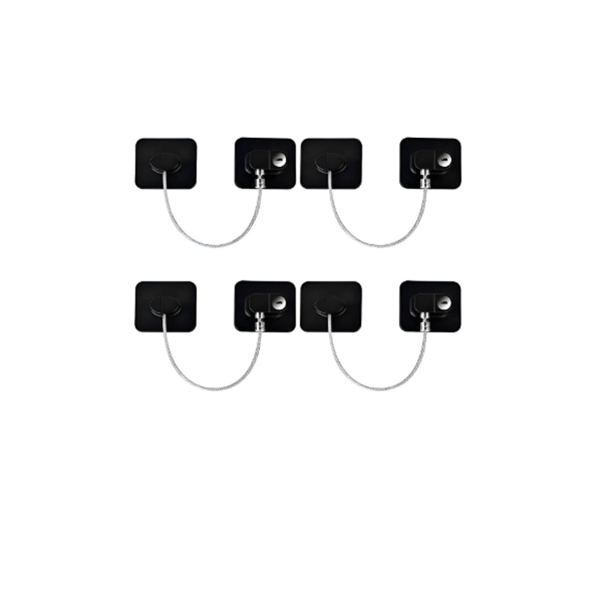 GENERICO - 4pcs Seguro Niños Cable Acero Refrigerador Ventanas Y Puerta Negro