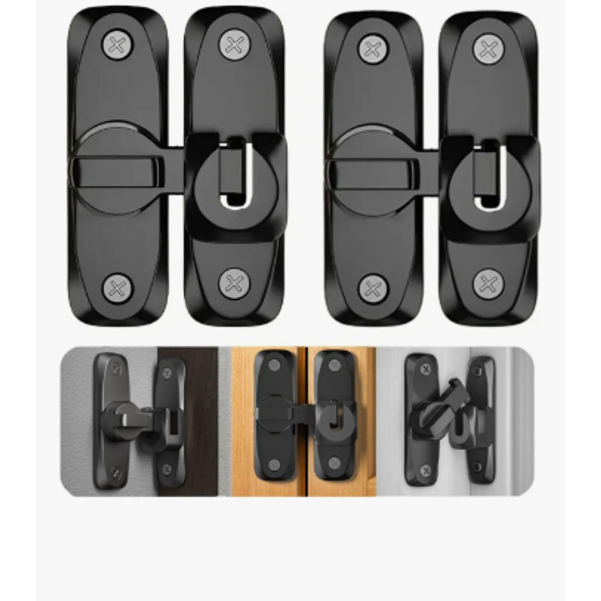 GENERICO - 2 Pack Cerraduras Para Puertas De Granero De 90 Y 180 Grados Negro