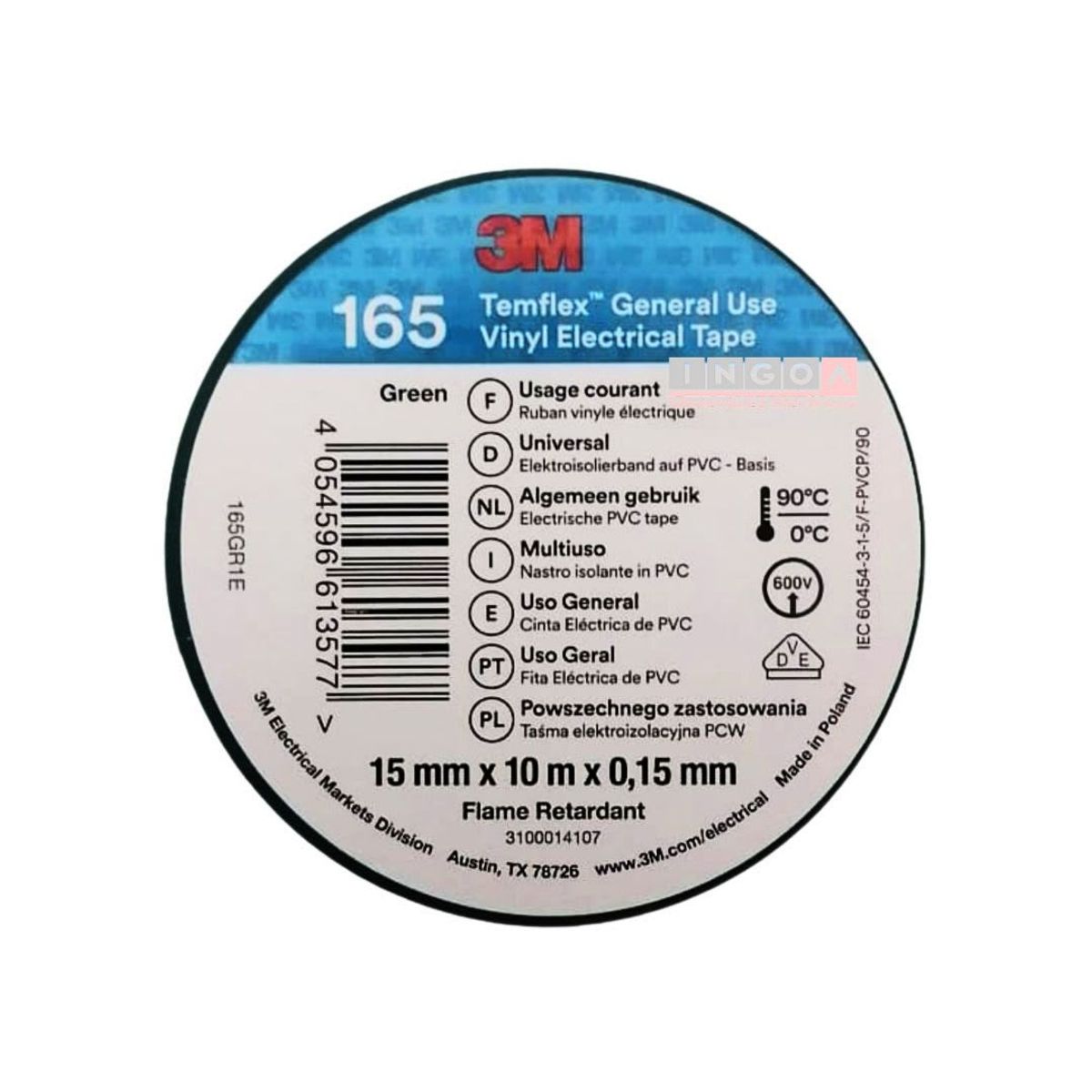3M - Huincha Aisladora 3m Verde 15mmx10mtx015mm