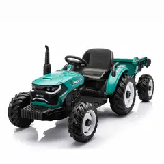 GENERICO - Tractor Eléctrico Infantil 24V con Control Remoto Música y Luces + Carro de Arrastre