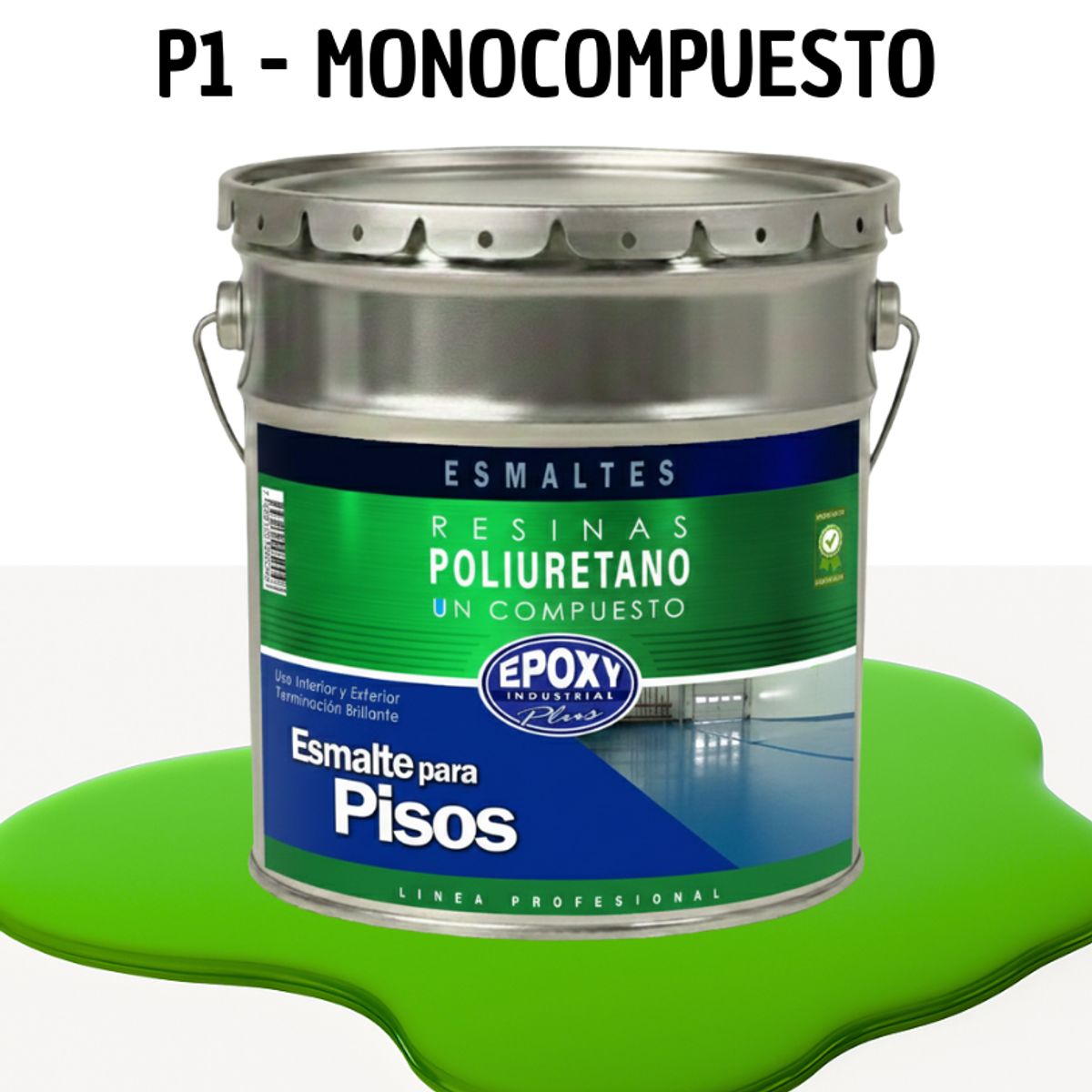 EPOXY - PINTURA ALTO TRAFICO - ESMALTE PISOS CANCHASPU 1K BASE AGUA - TINETA 4G VERDE CLARO BRILLANTE