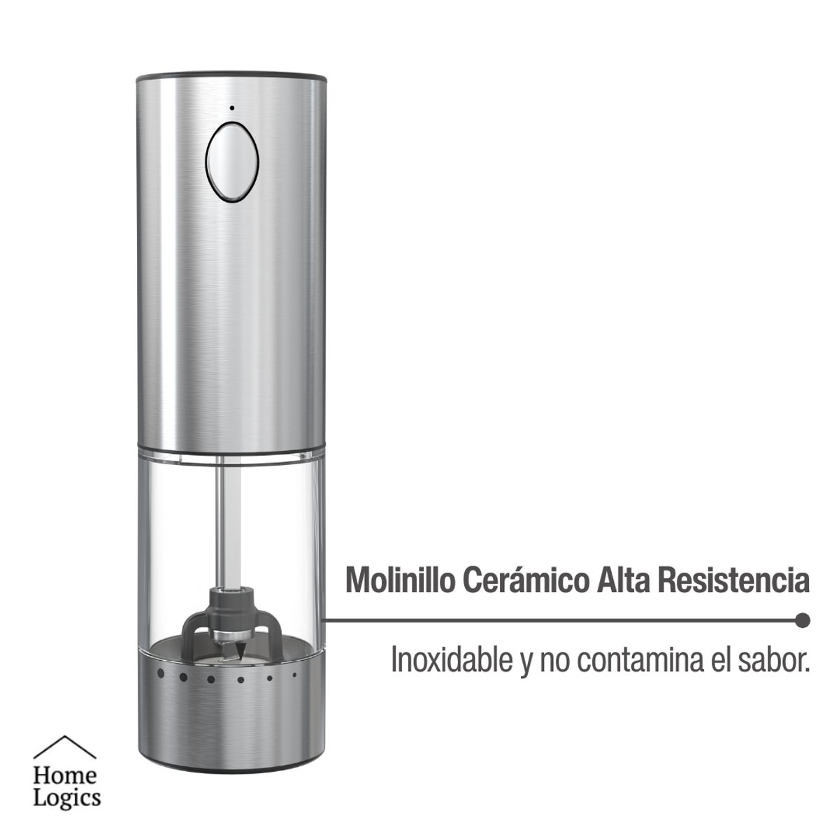 HOME LOGICS - Molinillo Eléctrico Recargable Sal Y Pimienta Home Logics