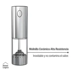 HOME LOGICS - Molinillo Eléctrico Recargable Sal Y Pimienta