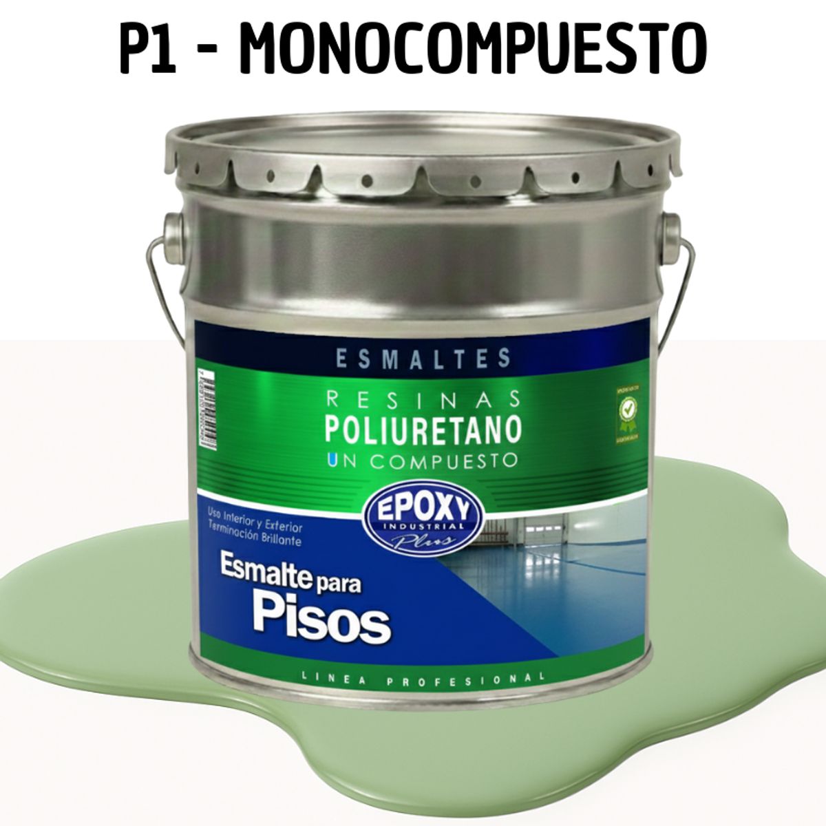PINTURA ALTO TRAFICO - ESMALTE PISOS CANCHASPU 1K BASE AGUA - TINETA 4G VERDE SALVIA, marca EPOXY - Foto Principal
