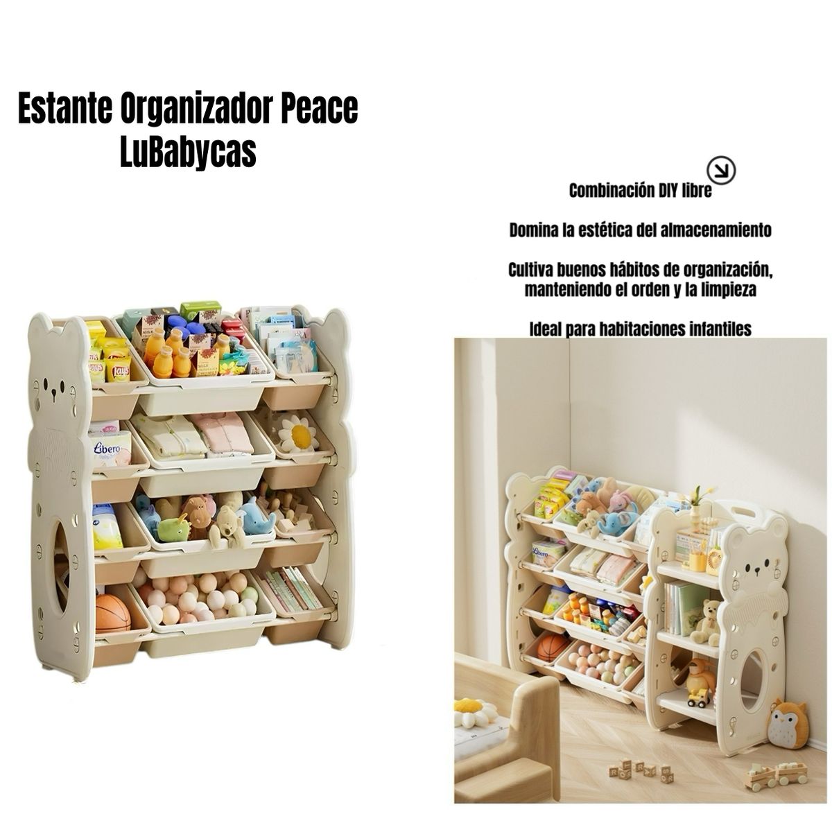 LUBABYCAS - Estante Infantil Organizador De Juguetes Peace Lubabycas