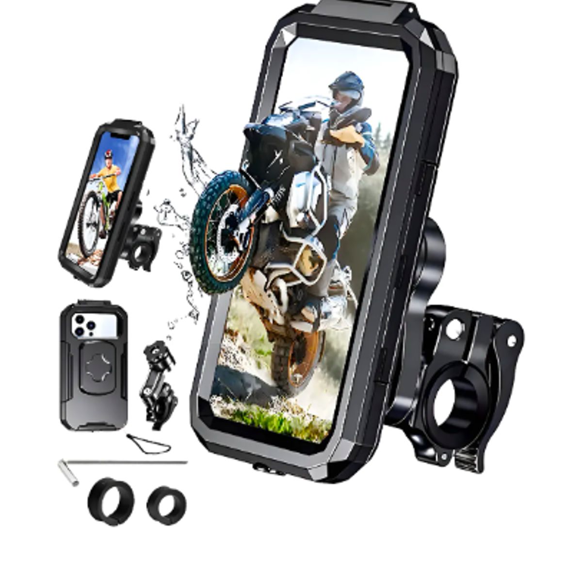 GENERICO - Soporte Porta Celular Para Moto Y Bicicleta Impermeable 360° Negro