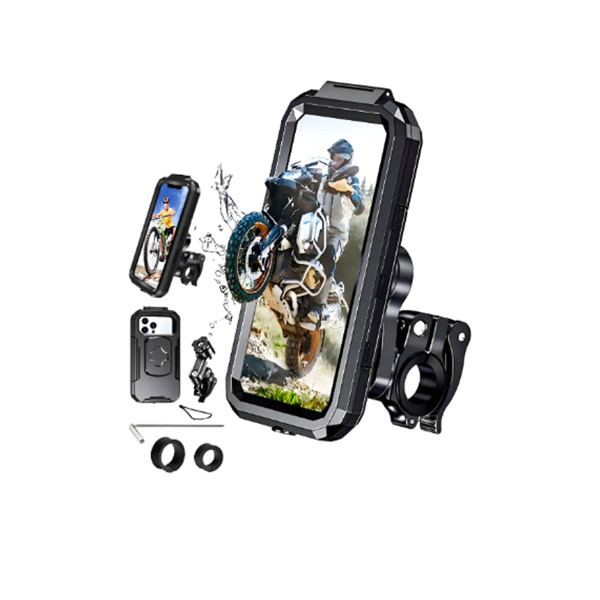 GENERICO - Soporte Porta Celular Para Moto Y Bicicleta Impermeable 360° Negro