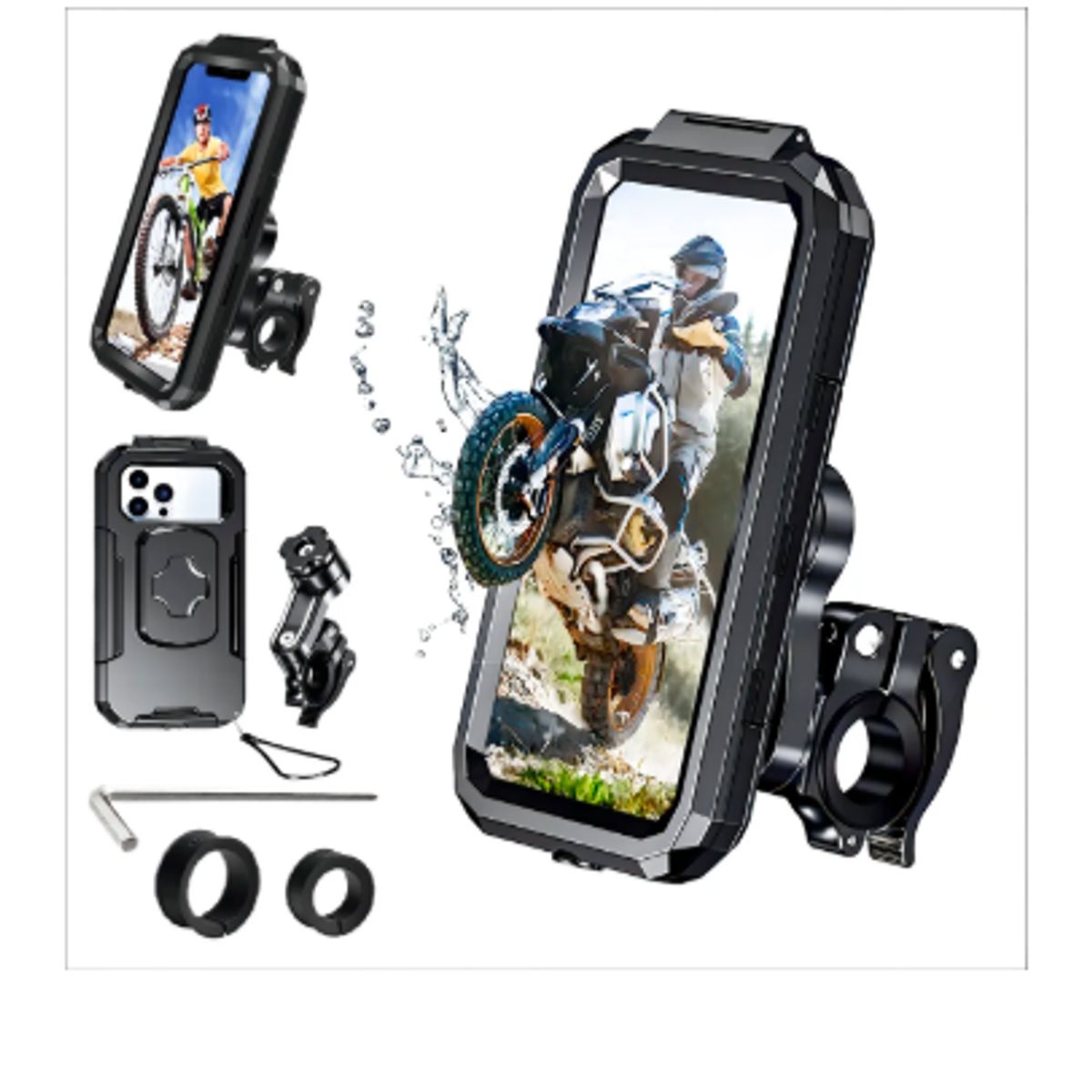 GENERICO - Soporte Porta Celular Para Moto Y Bicicleta Impermeable 360º Negro