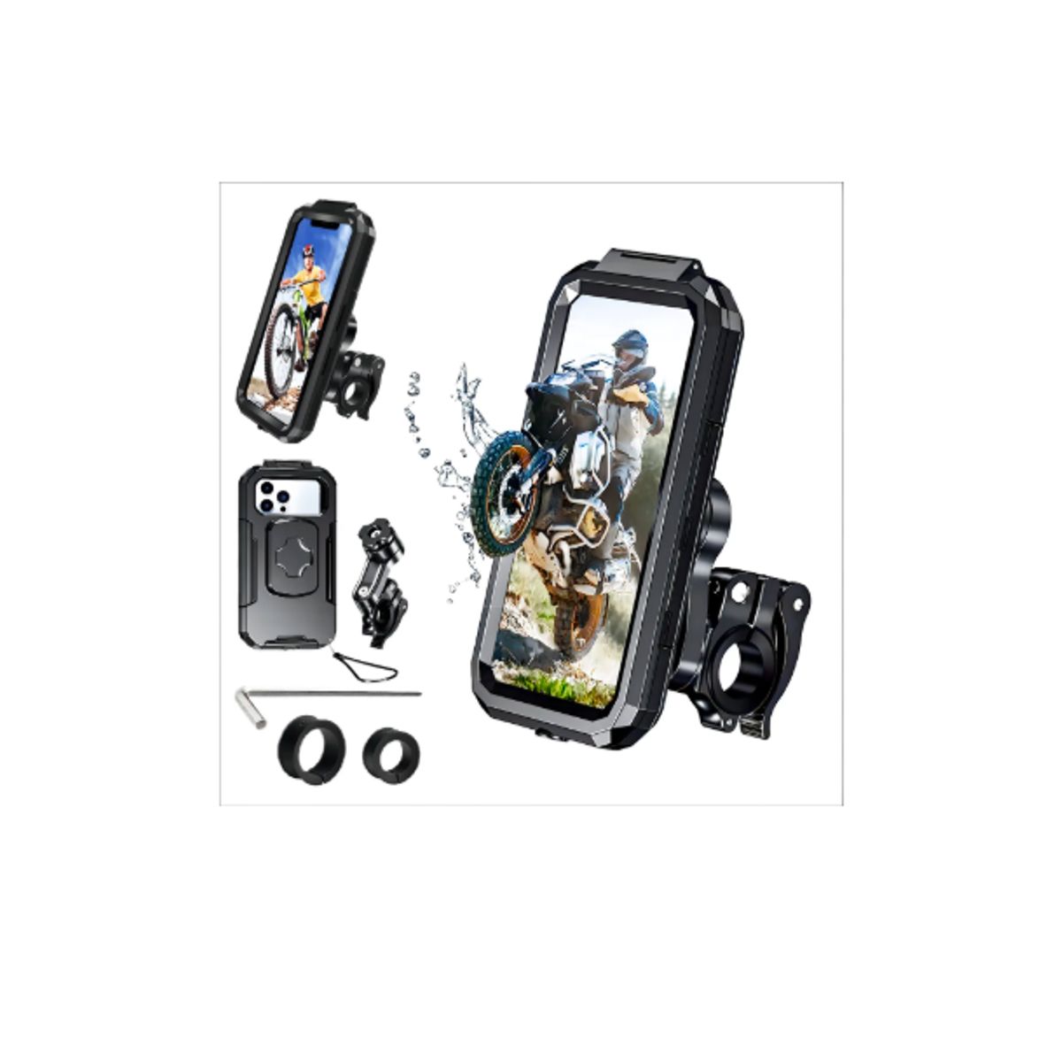 GENERICO - Soporte Porta Celular Para Moto Y Bicicleta Impermeable 360º Negro
