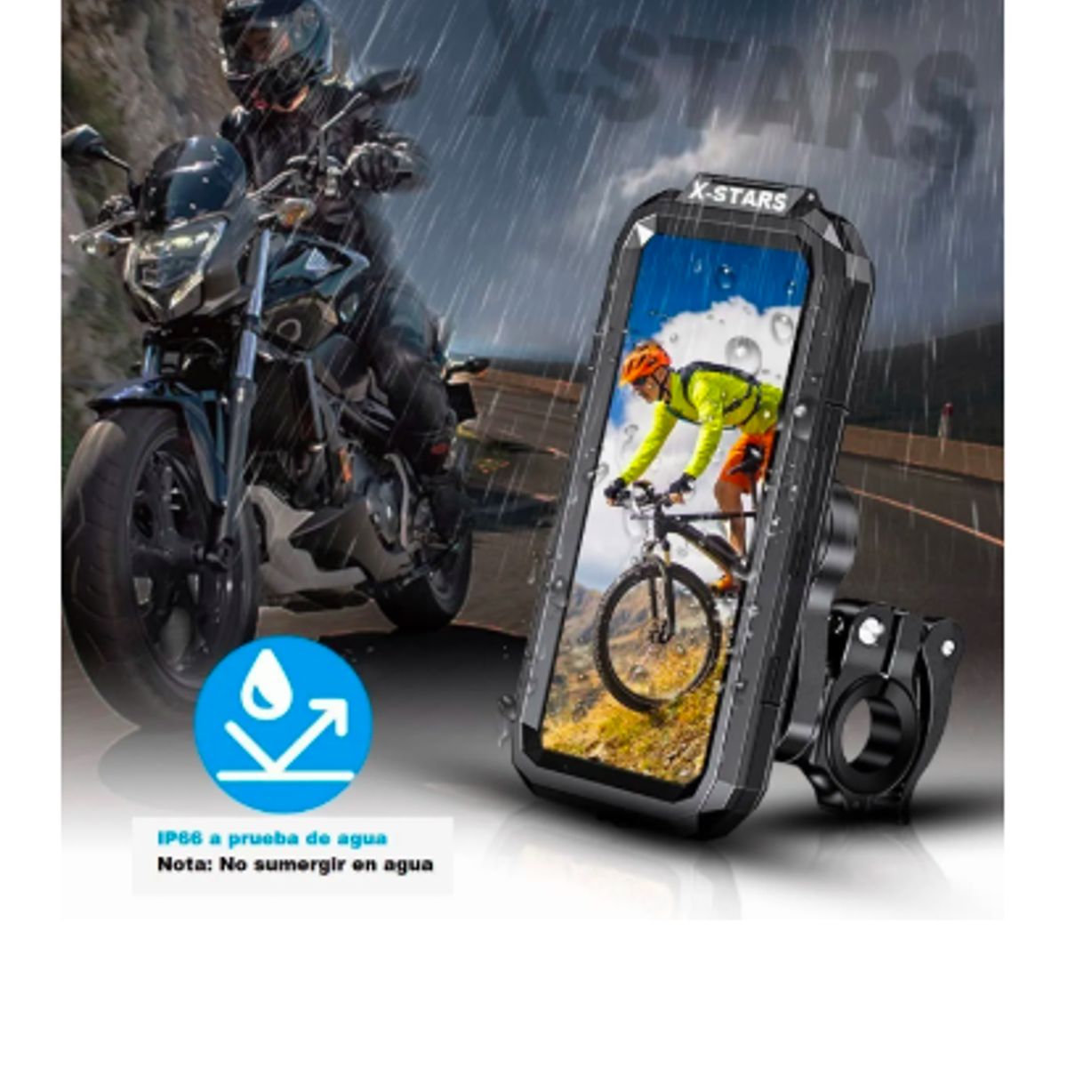 GENERICO - Soporte Porta Celular Para Moto Y Bicicleta Impermeable 360º Negro