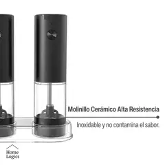 HOME LOGICS - Set 2 Molinillo Eléctrico Sal Y Pimienta Batería Kiosclub