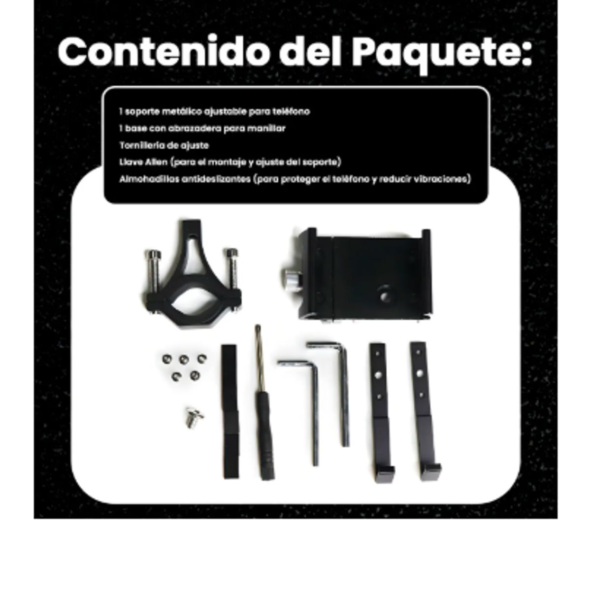 GENERICO - Soporte Porta Celular Moto Bicicleta Celular Aluminio Ajusta Soportes Holder Negro Celular