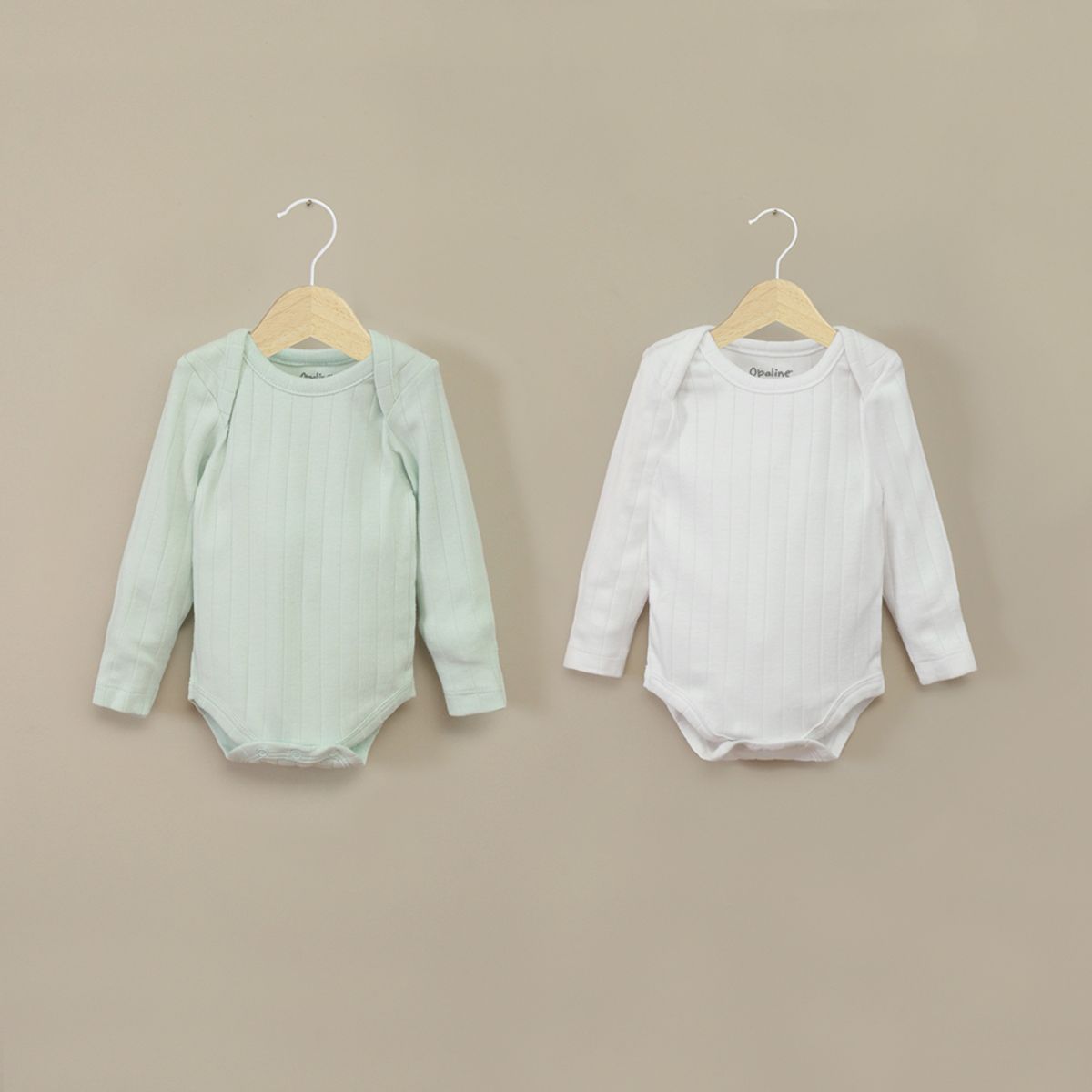 OPALINE - Pack De 2 Bodys Algodón Acanalado Unisex Menta