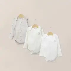 OPALINE - Pack Bodies Bebe Niño Beige